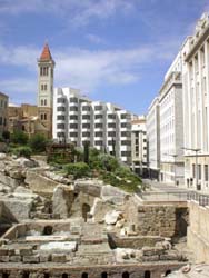 Ruins and modern buildings in Beirut, Lebanon