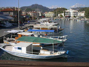 Marmaris, Turkey canal and fishing boats