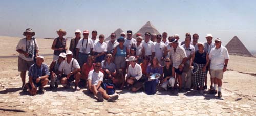 The EMYR gang posing in front of the pyramids, in Gaza, Egypt