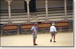 Ryan Martell in the bullfighting ring of Ronda, Spain