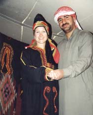 Tamra Strentz in the Bedouin tent in Syria