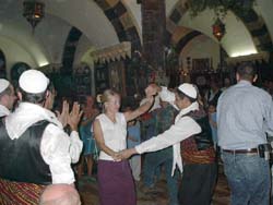Tamra Strentz dancing the folk dance, in Damascus, Syria