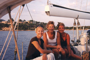 Tamra, Stacey, and Erika aboard Valkyrie in Mallorca